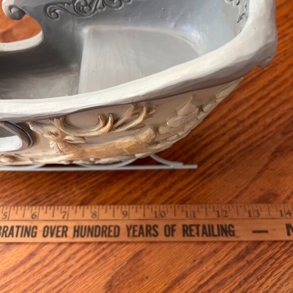 Jim Shore 2022 white woodland deer sleigh centerpiece - Picture 3 of 13